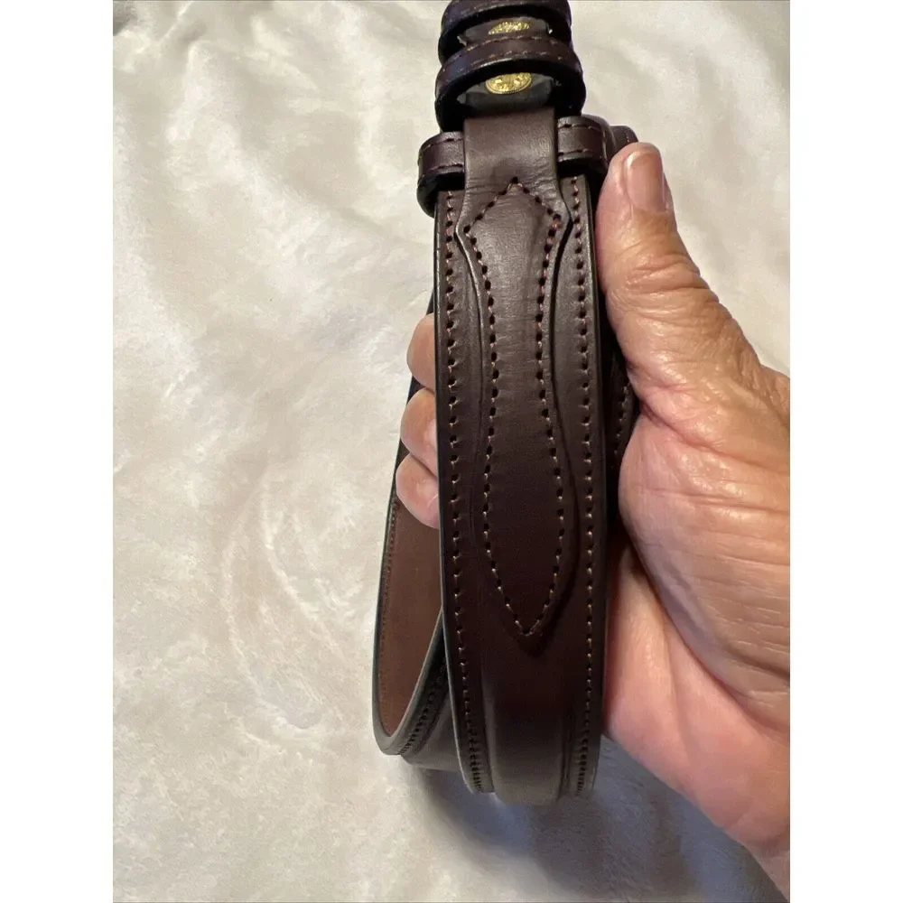 Genuine Leather‎ Amish Made Texas Ranger Style Belt Brown With Brass Buckle